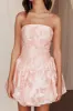 Monti Strapless Bubble Hem Mini Dress Embroidered Blush sold by Selfie Leslie