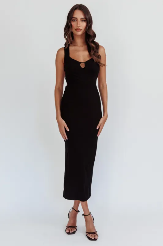 Jennine Lace-Up Back Midi Dress Black sold by Selfie Leslie