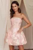 Monti Strapless Bubble Hem Mini Dress Embroidered Blush sold by Selfie Leslie