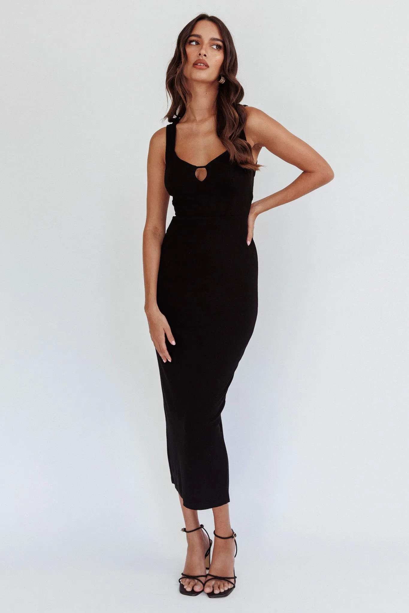 Jennine Lace-Up Back Midi Dress Black sold by Selfie Leslie product image thumbnail 5