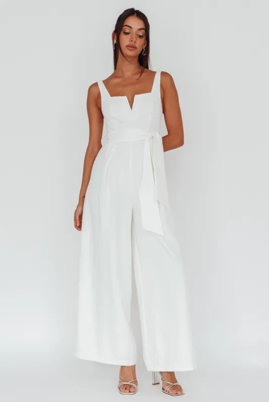 Colleen Waist Tie Jumpsuit White sold by Selfie Leslie
