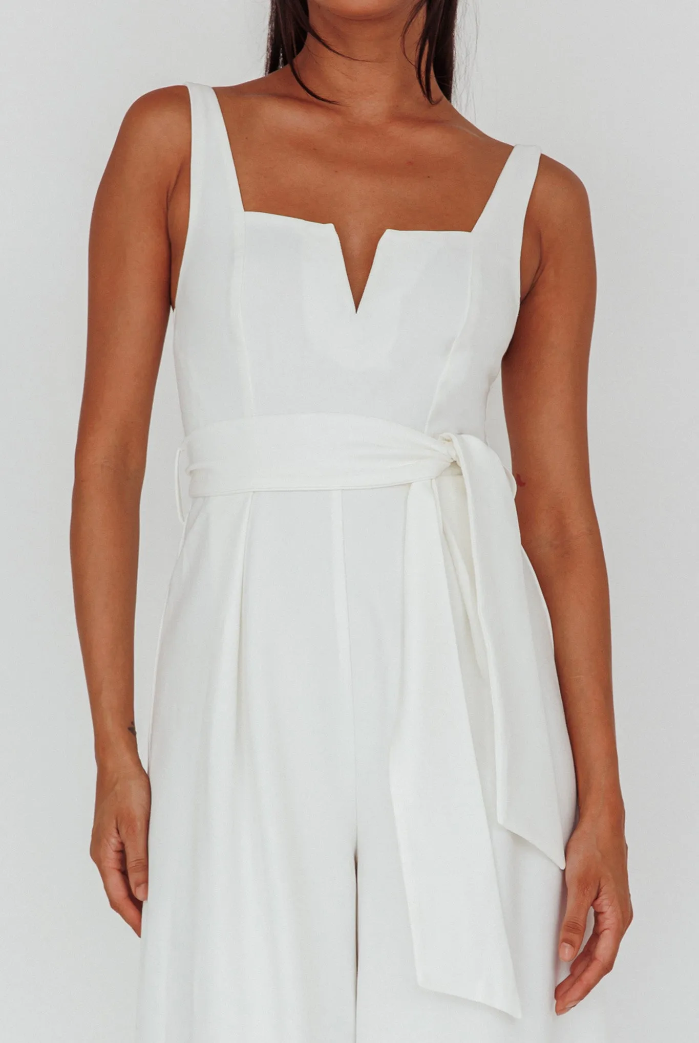 Colleen Waist Tie Jumpsuit White sold by Selfie Leslie product image thumbnail 4