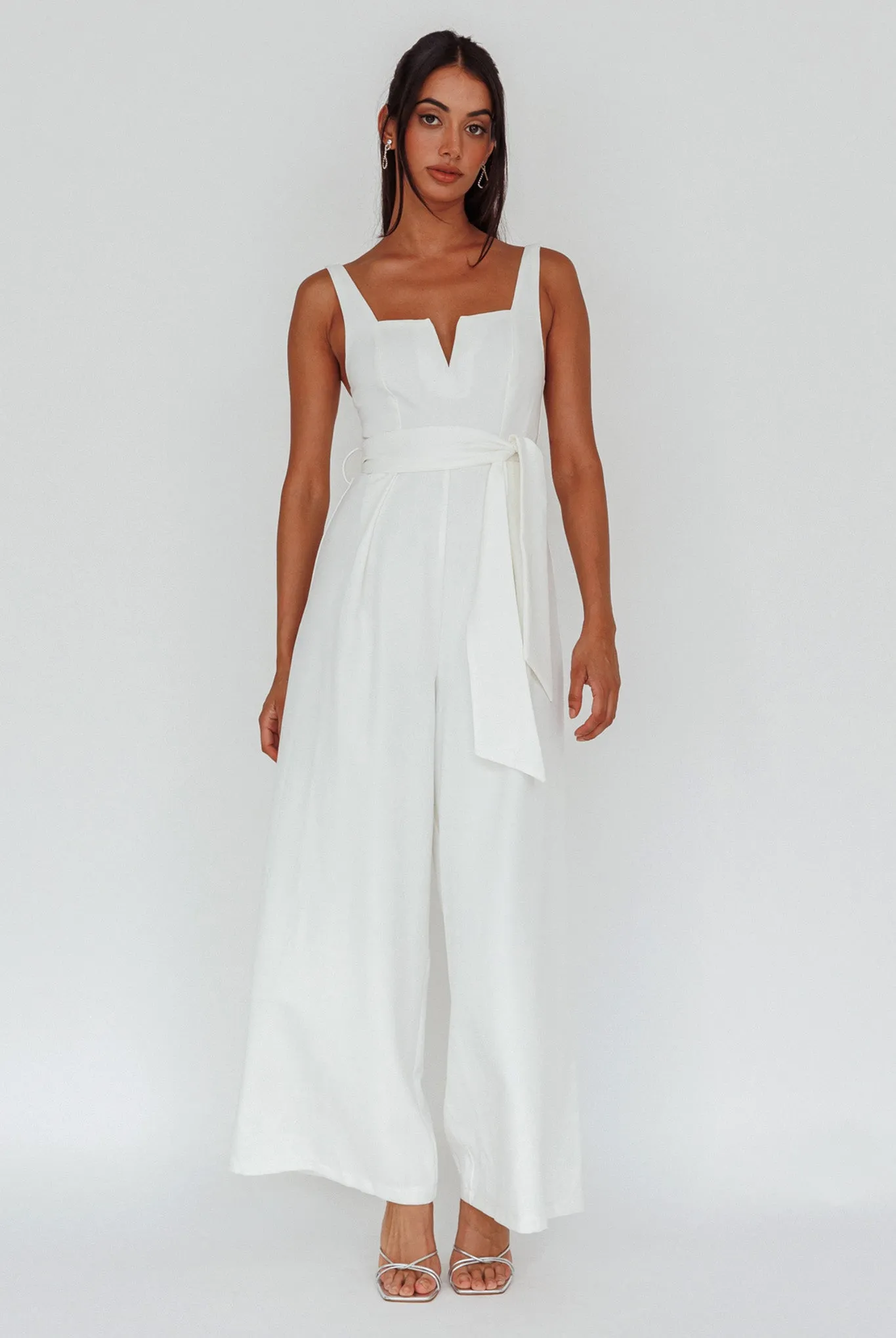 Colleen Waist Tie Jumpsuit White sold by Selfie Leslie product image thumbnail 3