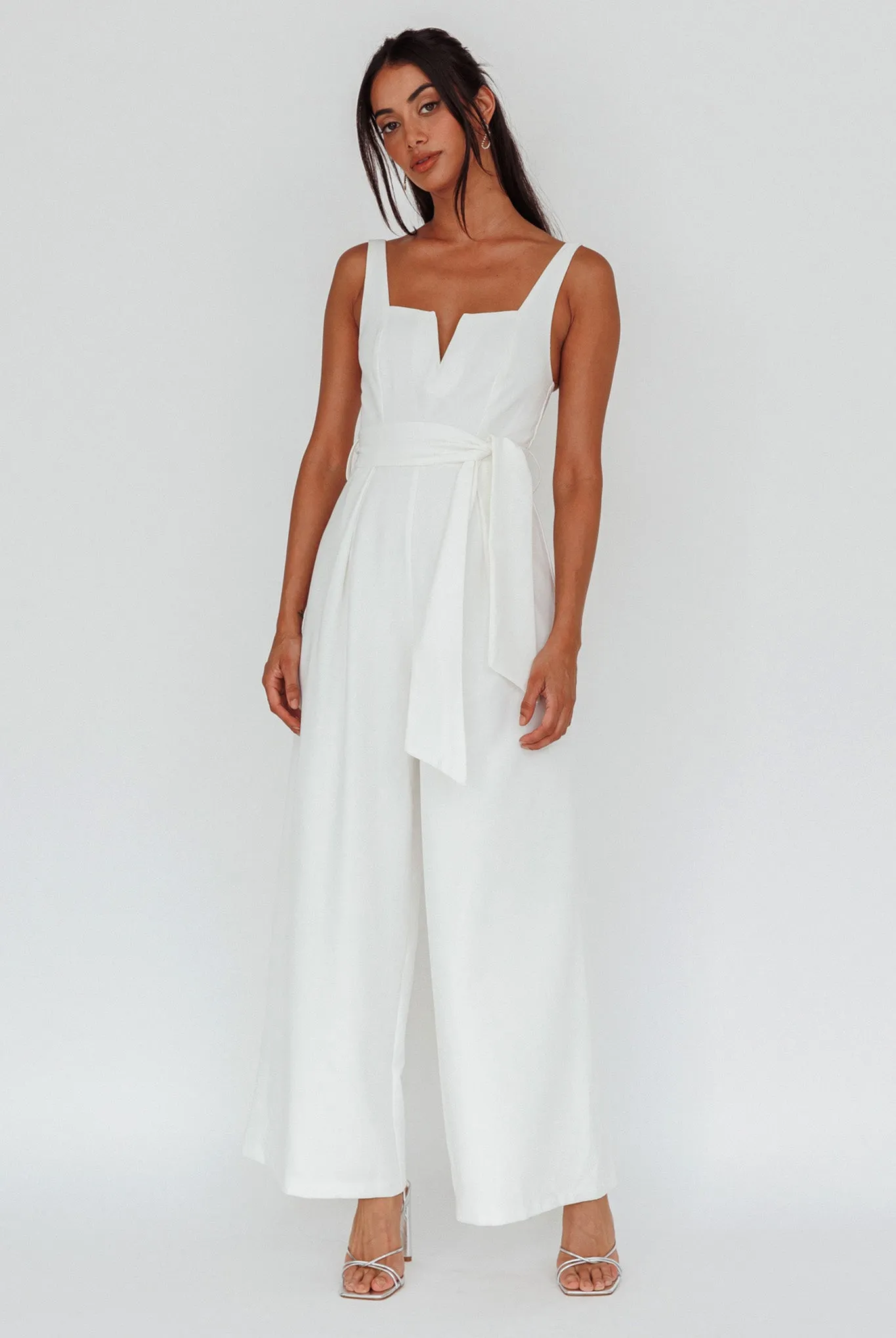 Colleen Waist Tie Jumpsuit White sold by Selfie Leslie product image thumbnail 5