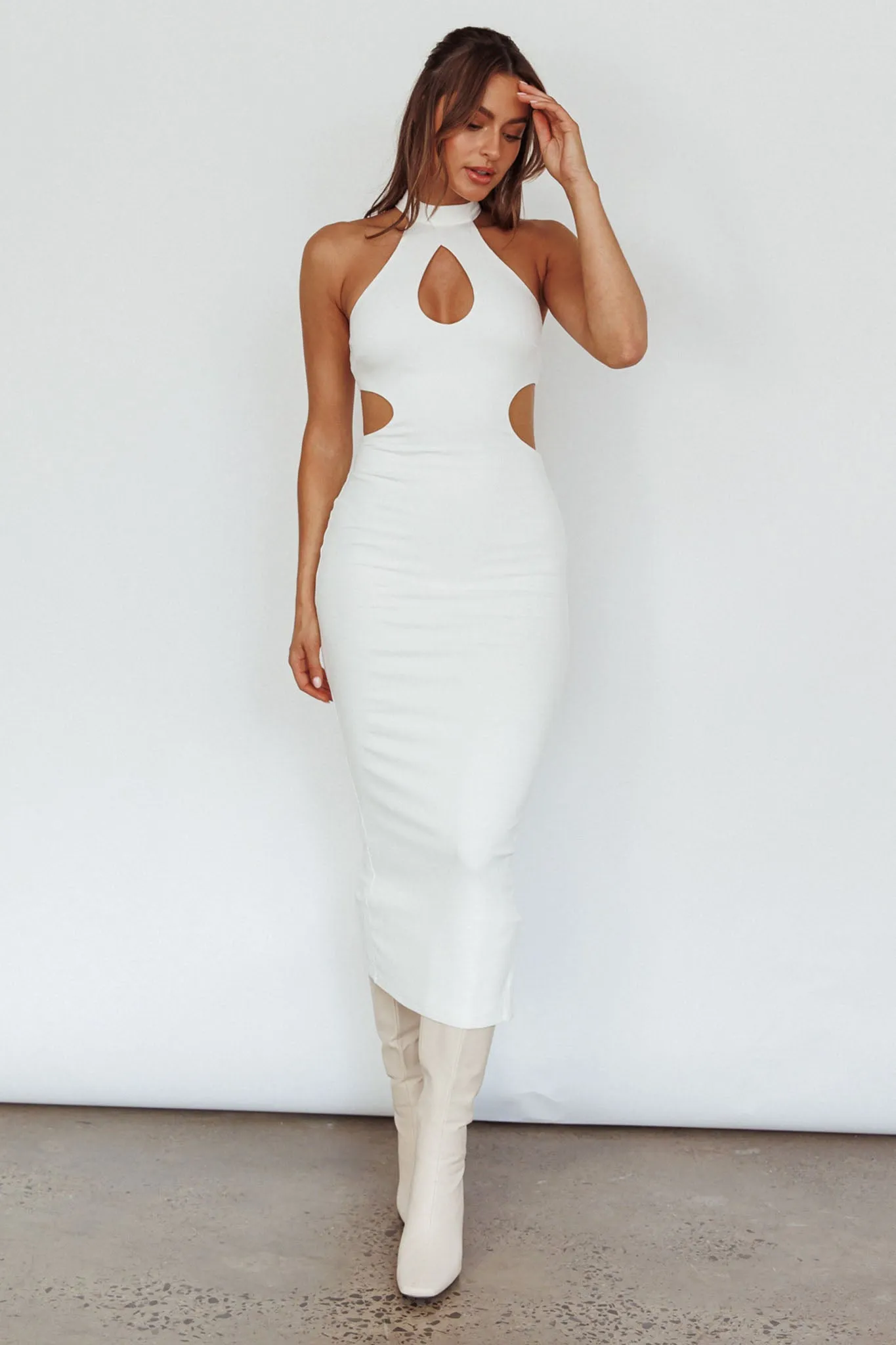 Estella Keyhole Ribbed Midi Dress White sold by Selfie Leslie product image thumbnail 5