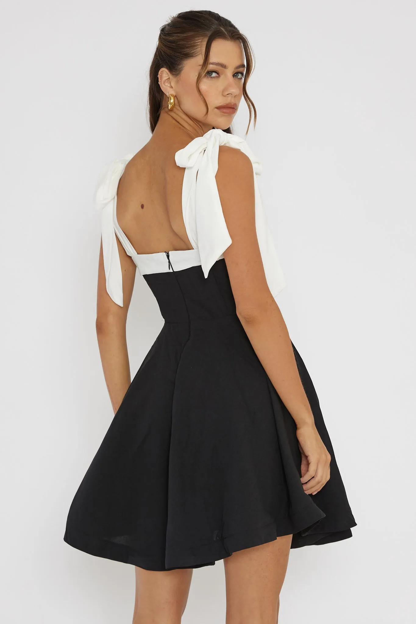 Jeanie Bow Shoulder Mini Dress Black sold by Selfie Leslie product image thumbnail 2