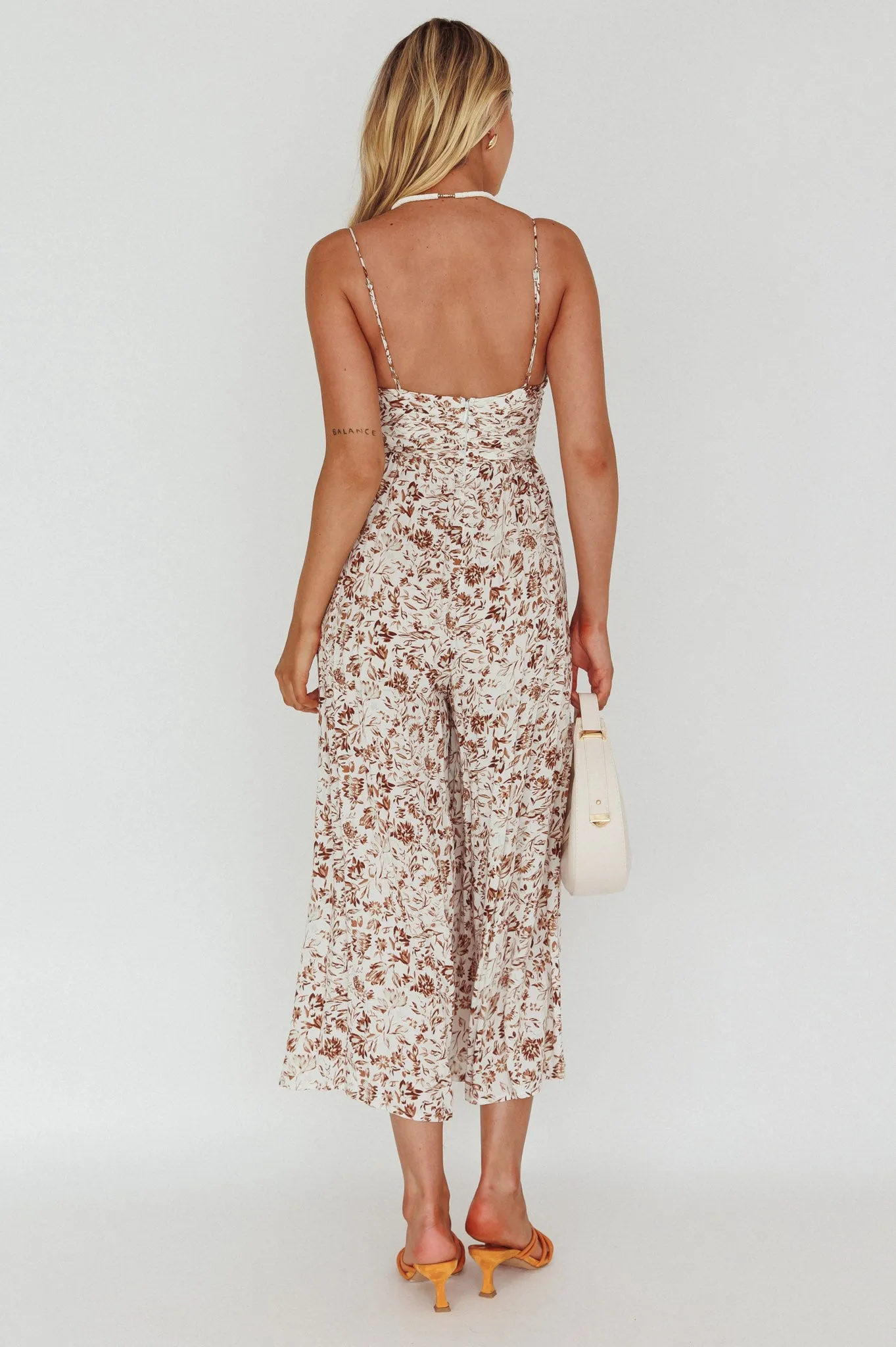 Corrie Gathered Bodice Jumpsuit Floral White sold by Selfie Leslie product image thumbnail 2