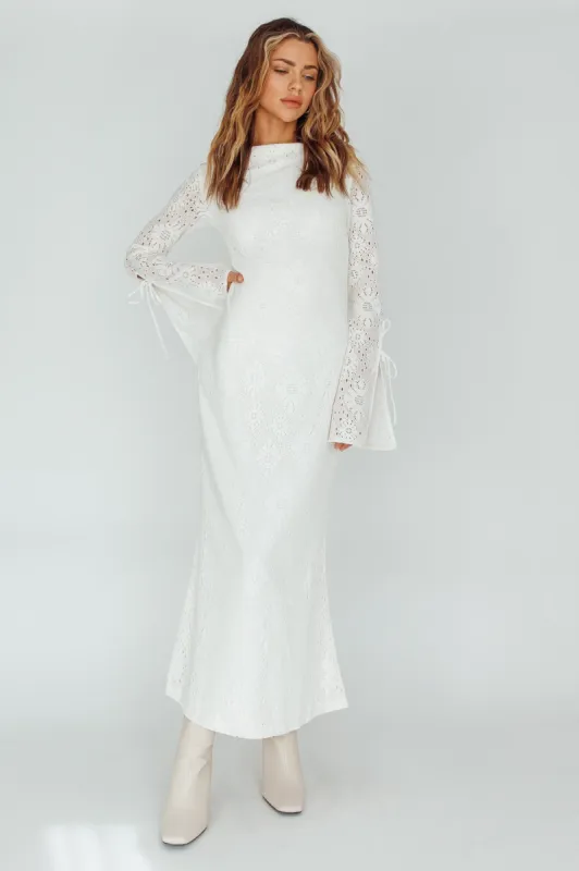 Kalia Long Sleeve Lace Midi Dress Cream sold by Selfie Leslie