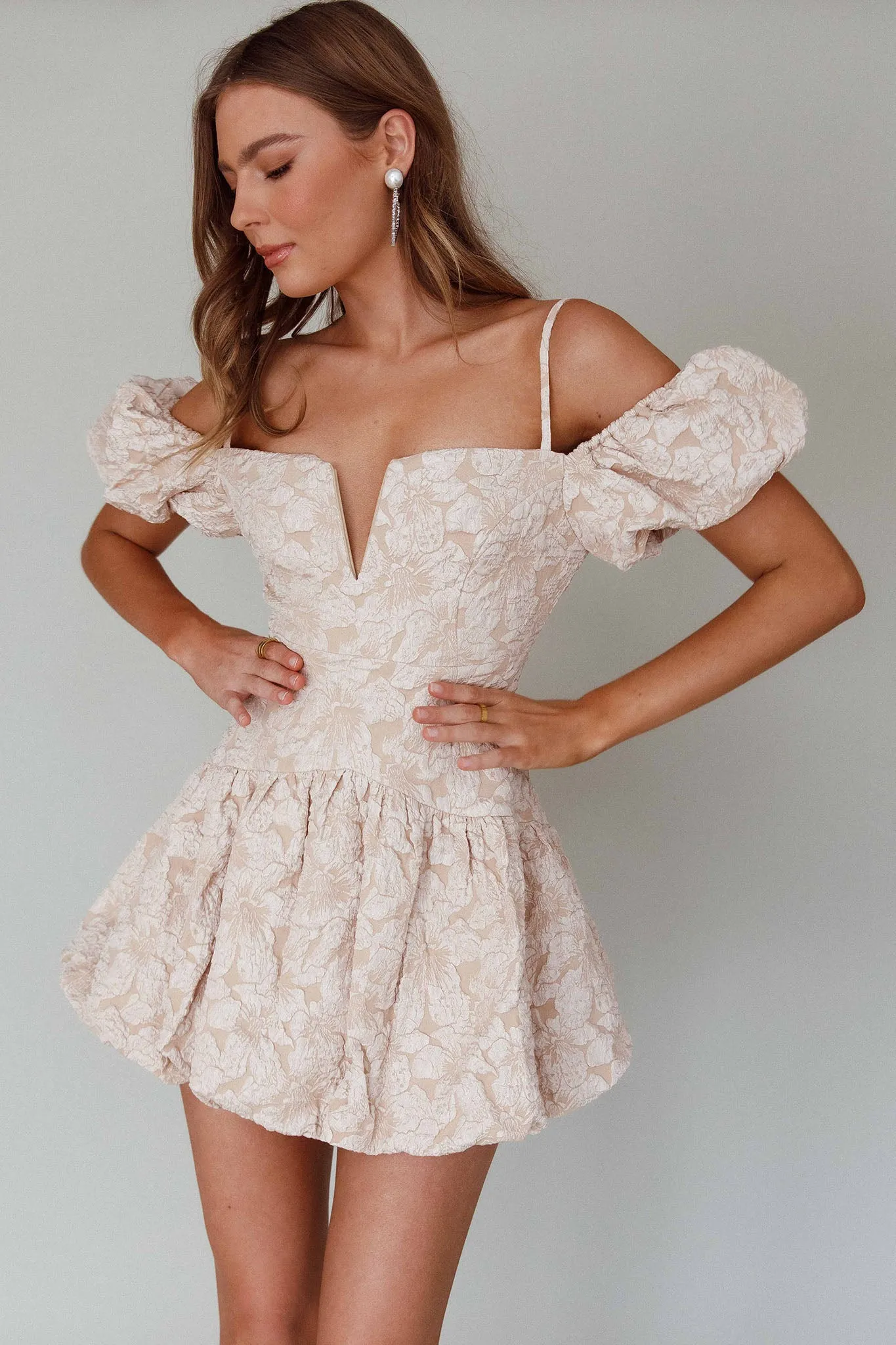 Mon Bebe Drop Waist Mini Dress Sand sold by Selfie Leslie