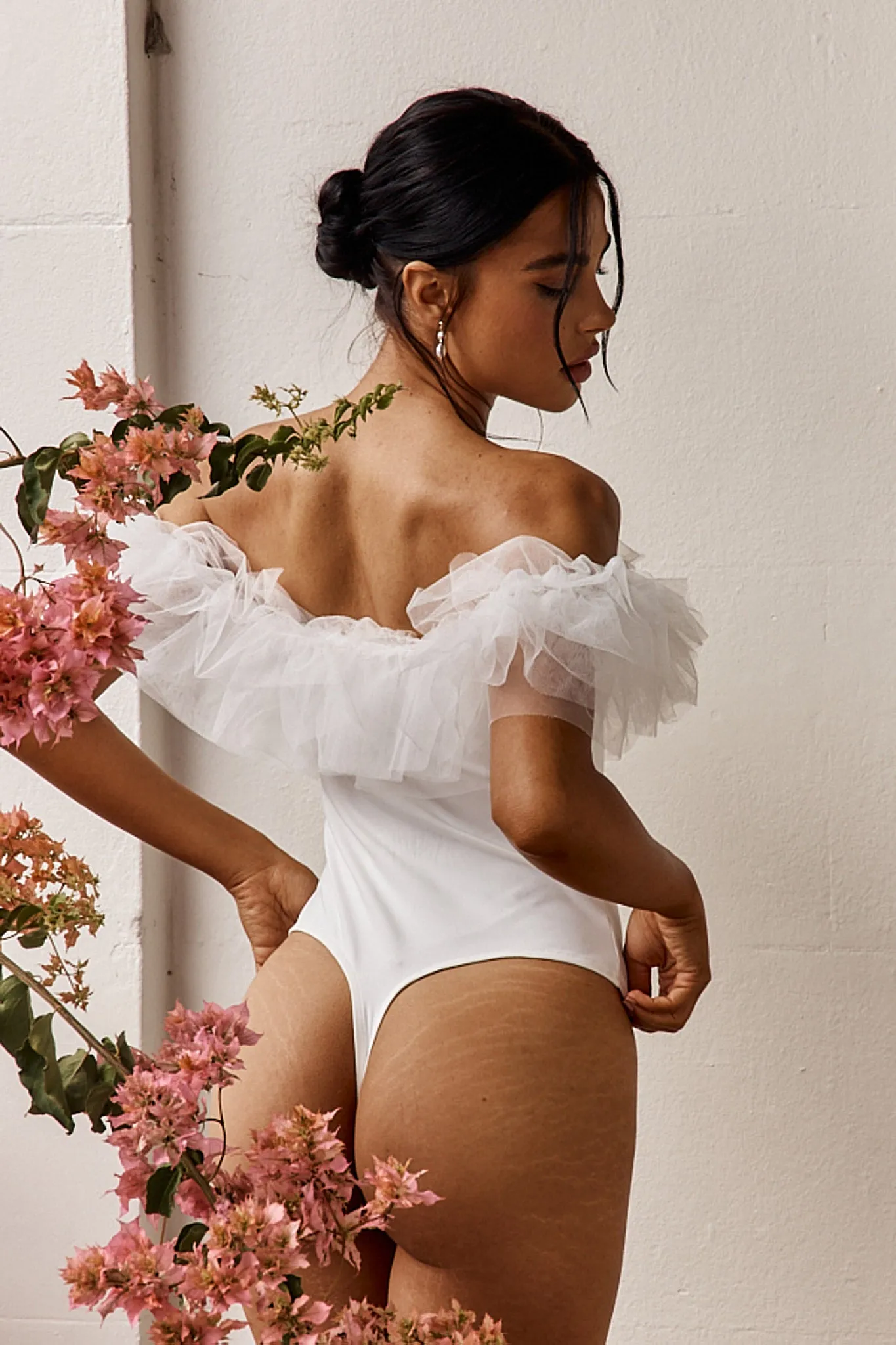 Gianni Ruffle Off-Shoulder Bodysuit White sold by Selfie Leslie product image thumbnail 2