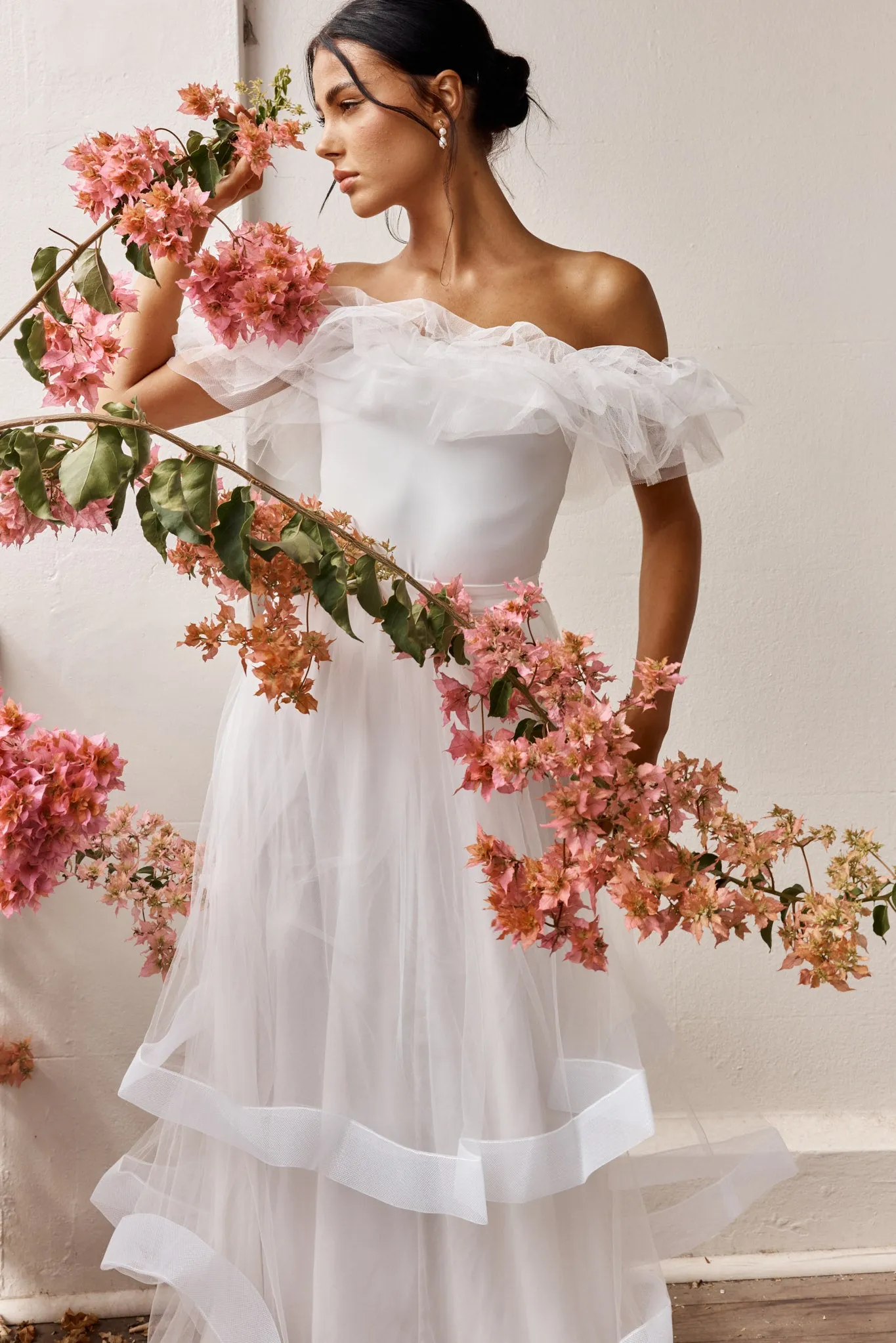 Gianni Ruffle Off-Shoulder Bodysuit White sold by Selfie Leslie product image thumbnail 4