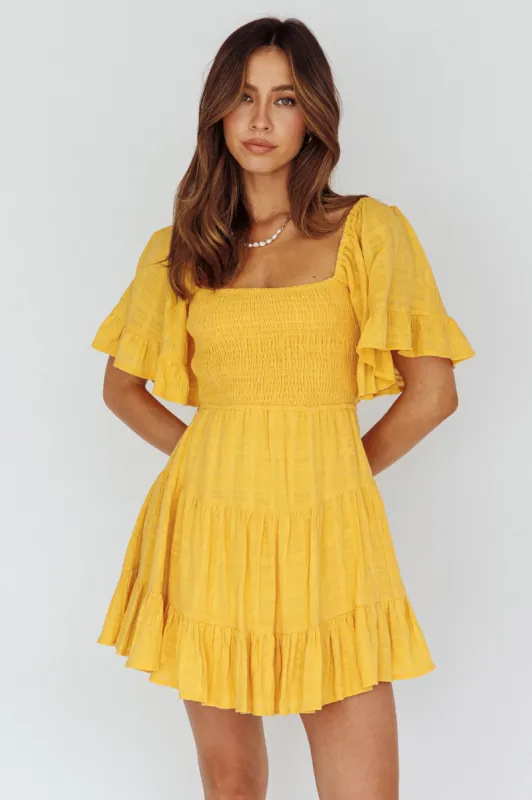 Sigourney Shirred Bust Dress Yellow sold by Selfie Leslie