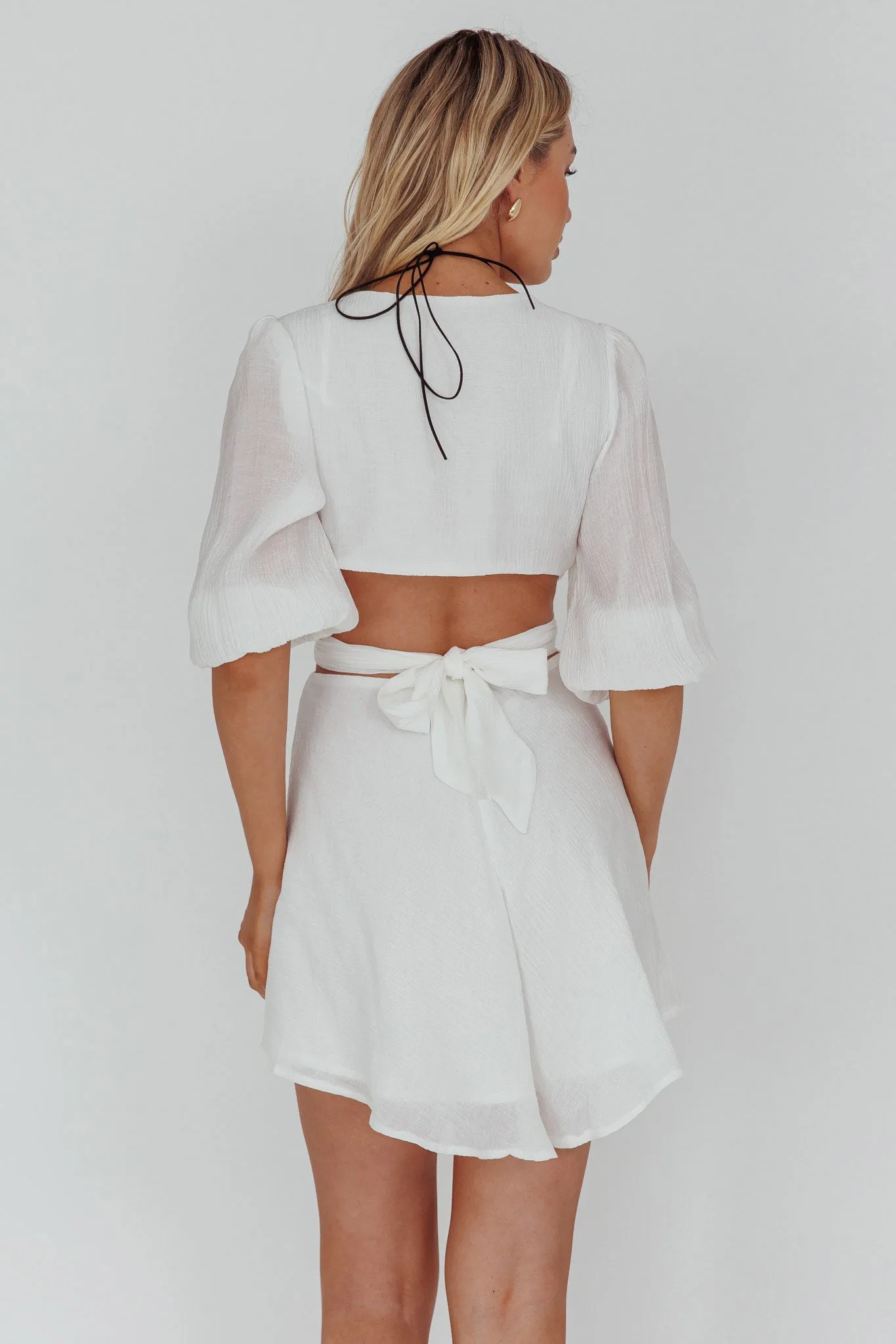 Sunshine Sweetie Cut-Out Waist Tie Feature Mini Dress White sold by Selfie Leslie product image thumbnail 2