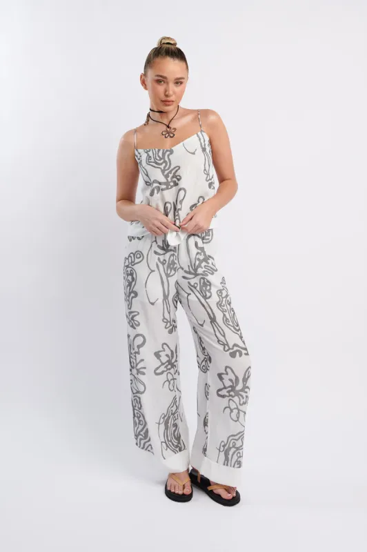 Oceania Long Pants Print White sold by Selfie Leslie