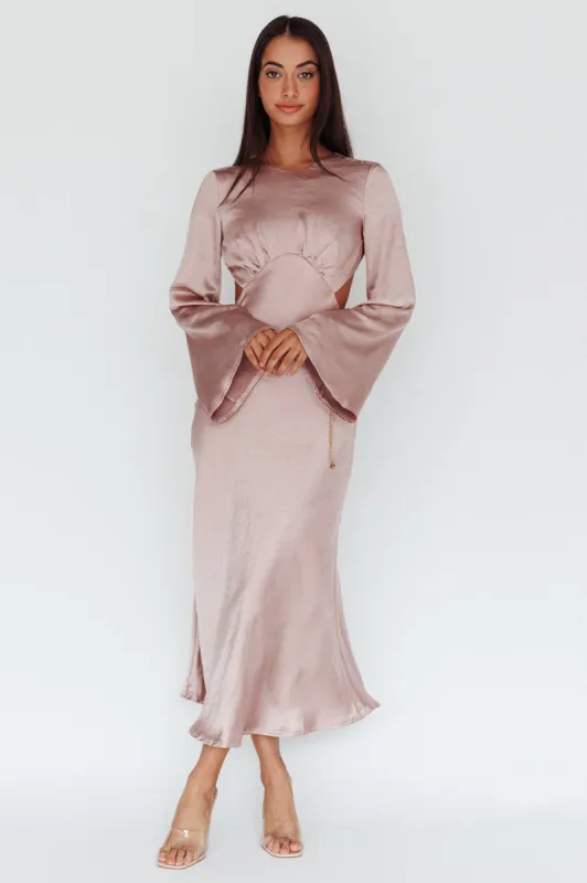 Doting Bell Sleeve Cut-Out Midi Dress Wood Rose sold by Selfie Leslie