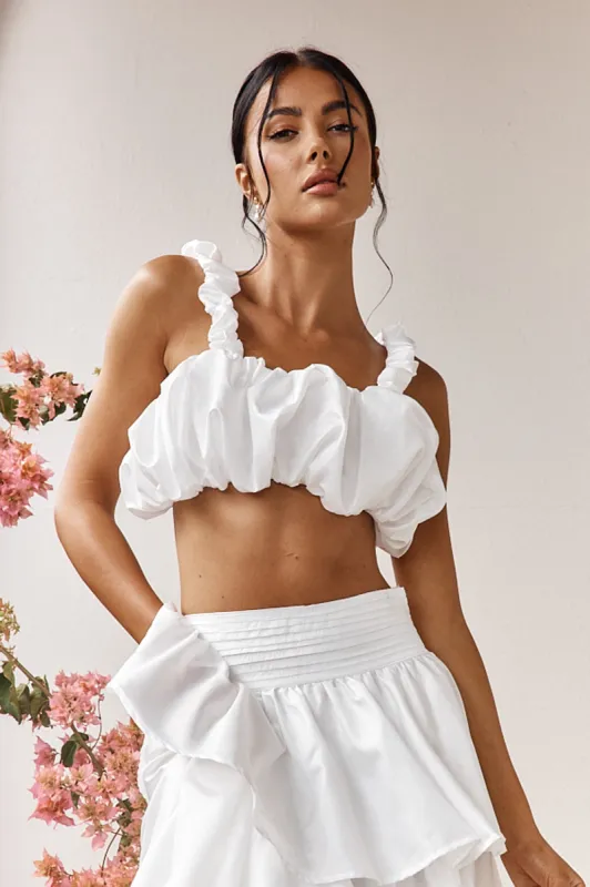 Sozo Bubble Crop Top Ivory sold by Selfie Leslie