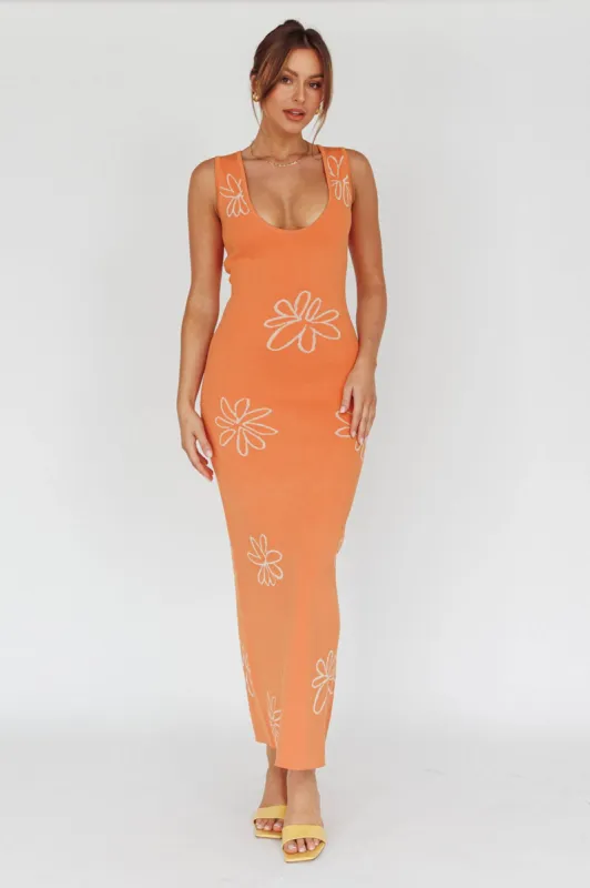 Sunland Knit Maxi Dress Flower Tangerine sold by Selfie Leslie