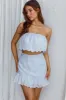 Kyla Scalloped Eyelet Crop Top Blue sold by Selfie Leslie