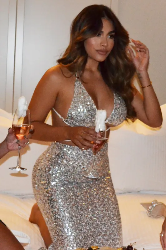 Zefa Sequin Midi Skirt Sherbet sold by Selfie Leslie