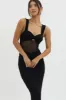 Oliana Sheer Waist Keyhole Maxi Dress Black sold by Selfie Leslie