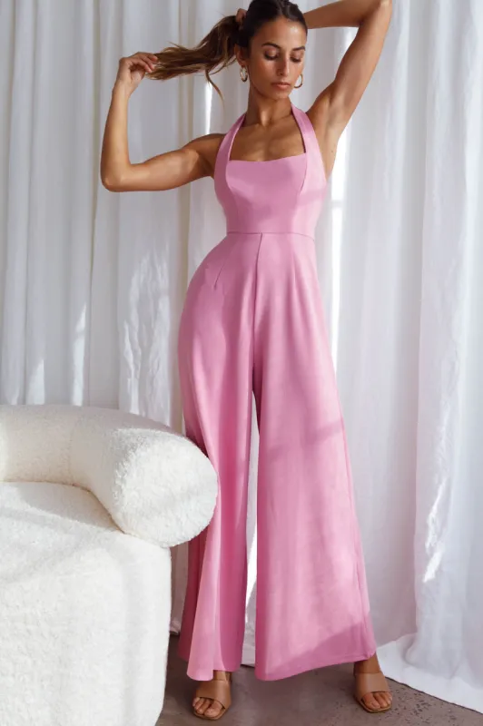 Remember This Halterneck Wide Leg Jumpsuit Hot Pink sold by Selfie Leslie