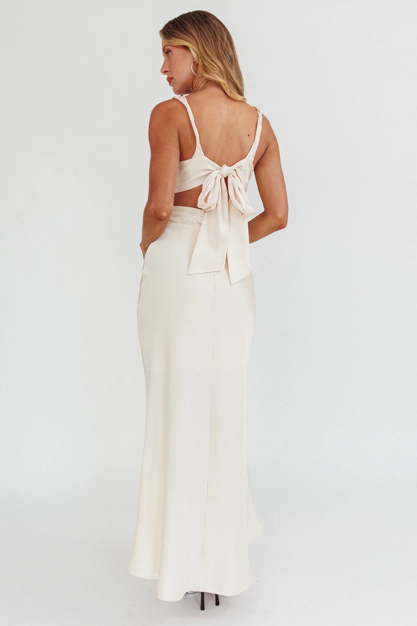 Harper Cut-Out Bow Back Maxi Dress Oyster sold by Selfie Leslie product image thumbnail 2