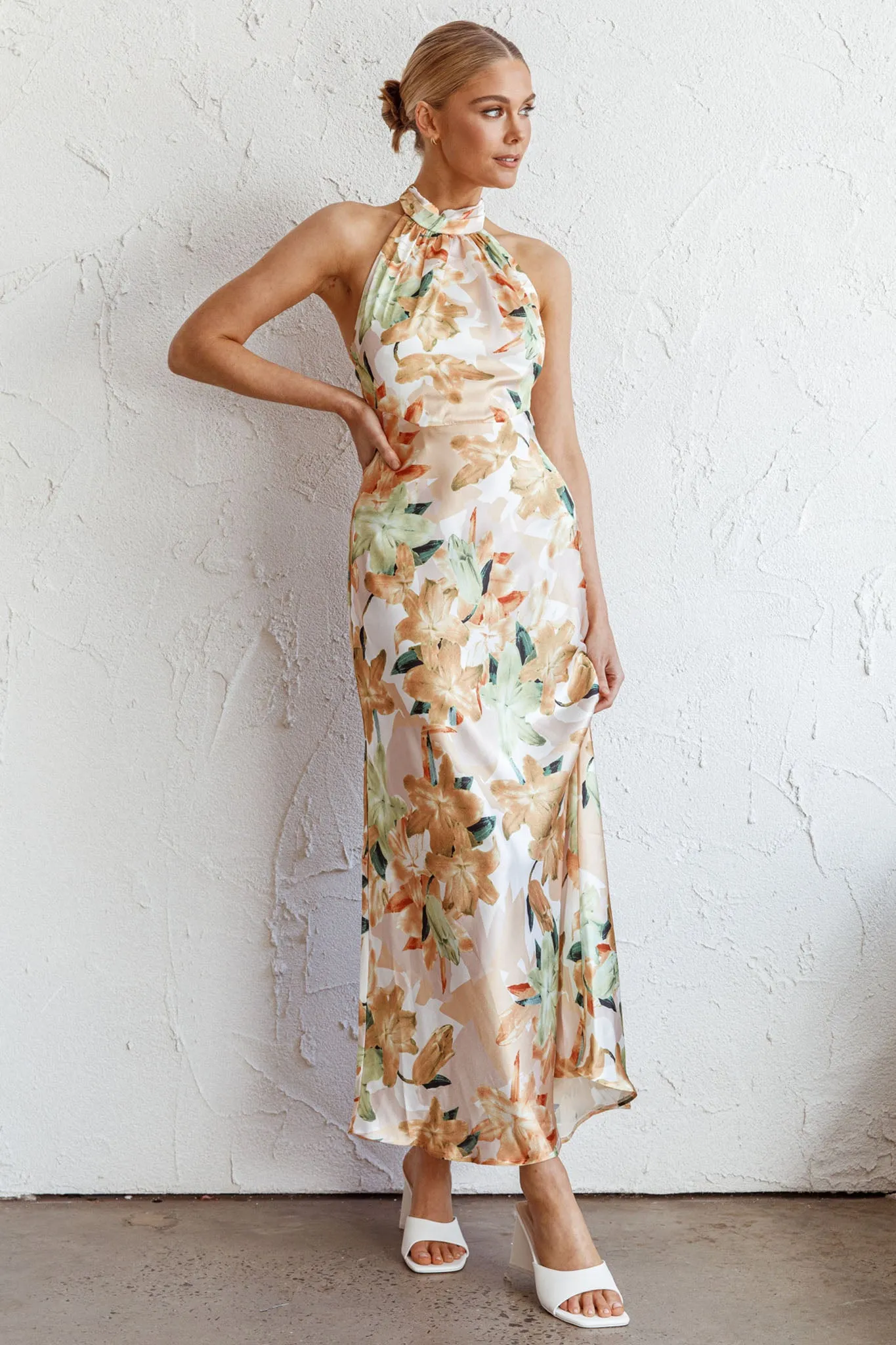 Shana Halterneck Maxi Dress Floral Yellow sold by Selfie Leslie product image thumbnail 3