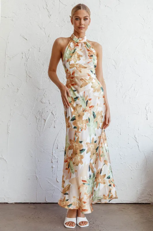 Shana Halterneck Maxi Dress Floral Yellow sold by Selfie Leslie
