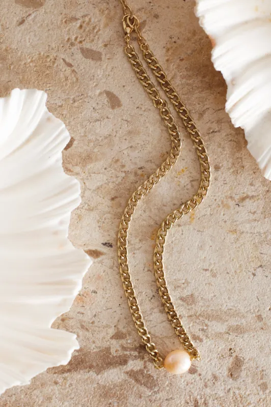 Sienna Pearl Accent Necklace Gold sold by Selfie Leslie