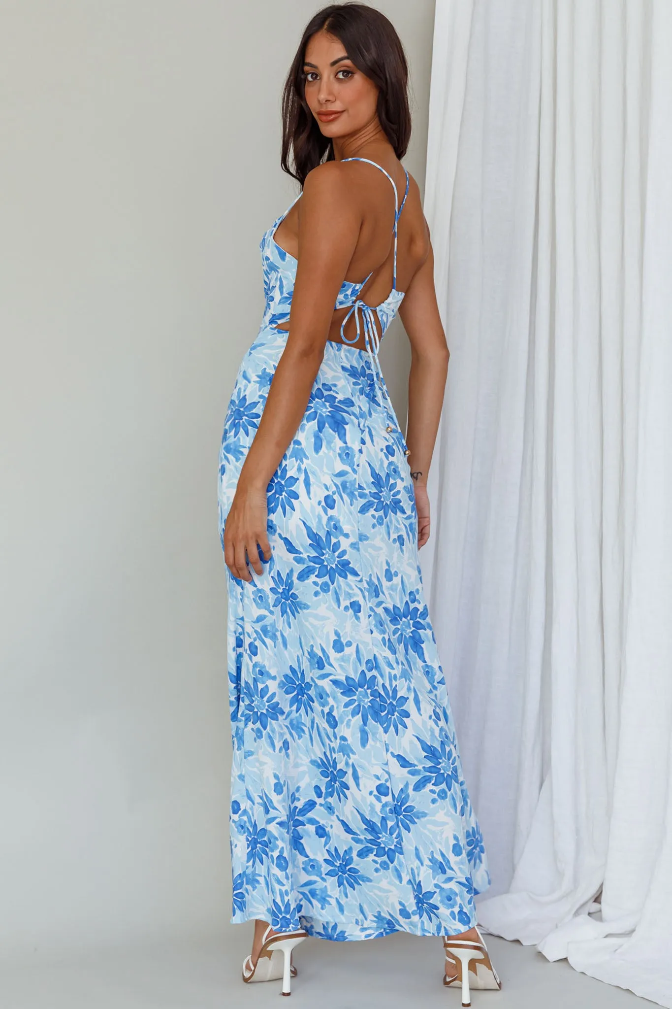 Janaina Tie-Up Back Maxi Dress Floral Blue sold by Selfie Leslie product image thumbnail 2