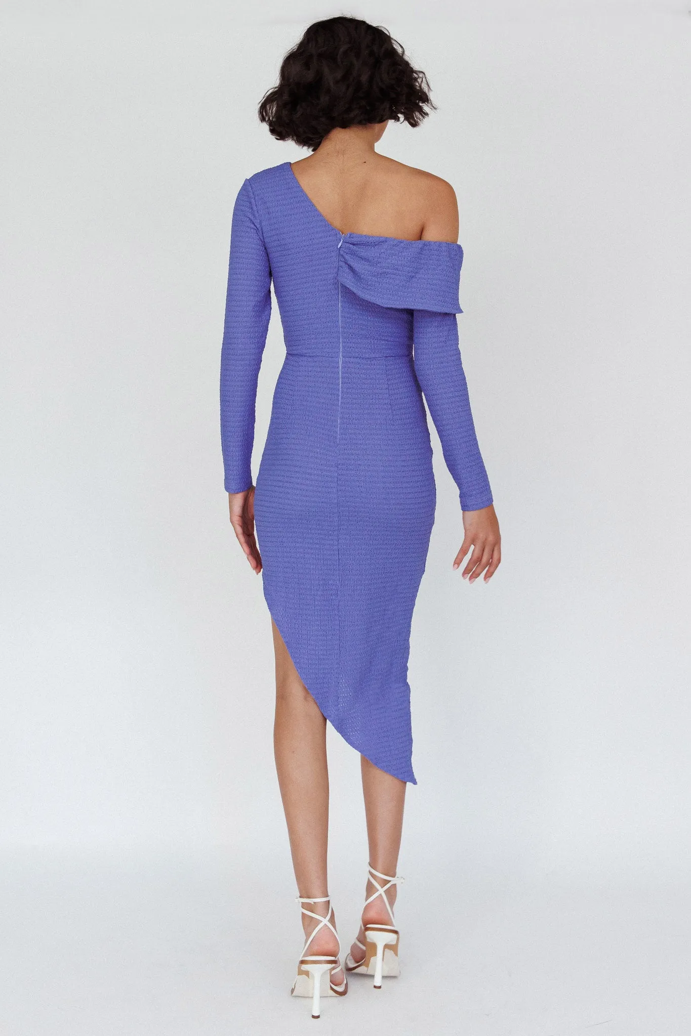 Annalora One-Shoulder Long Sleeve Midi Dress Blue sold by Selfie Leslie product image thumbnail 2