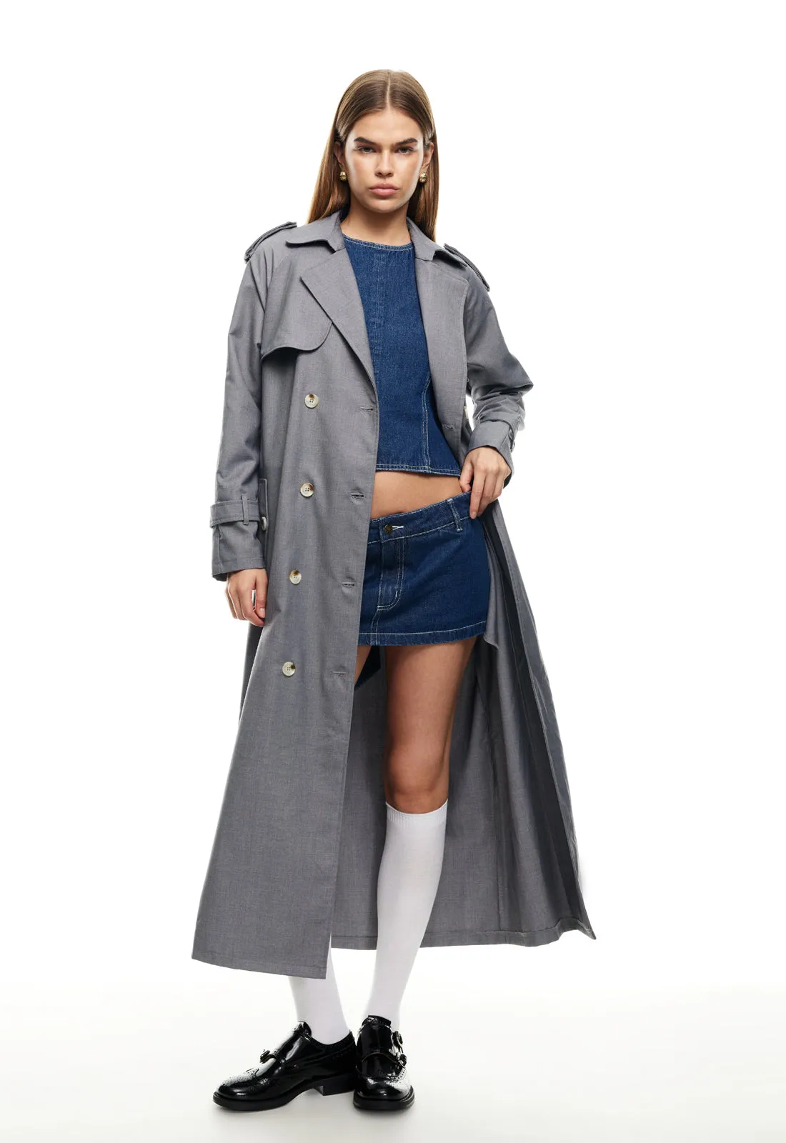LIONESS Trencherous Coat Slate sold by Selfie Leslie