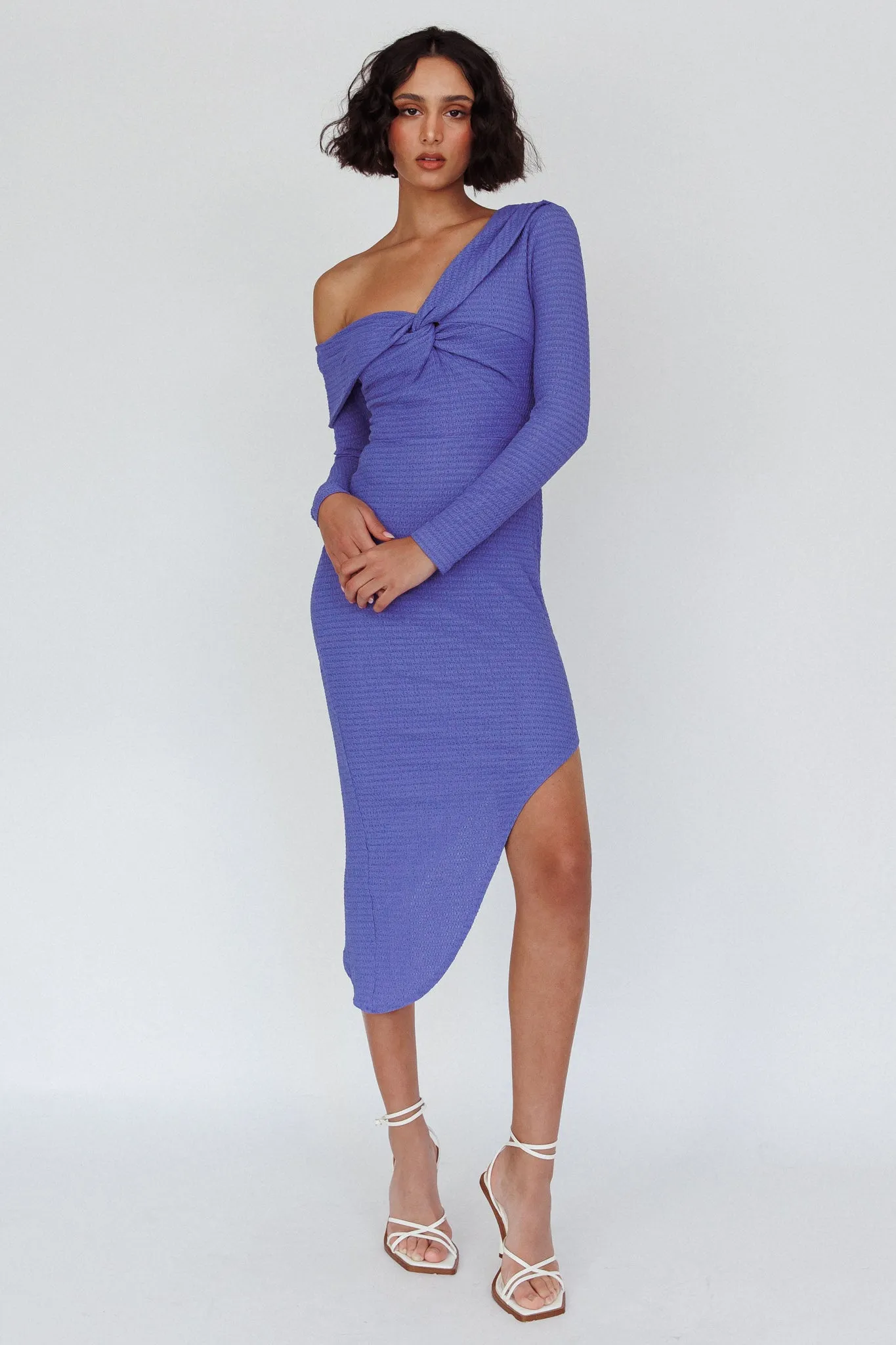 Annalora One-Shoulder Long Sleeve Midi Dress Blue sold by Selfie Leslie product image thumbnail 3