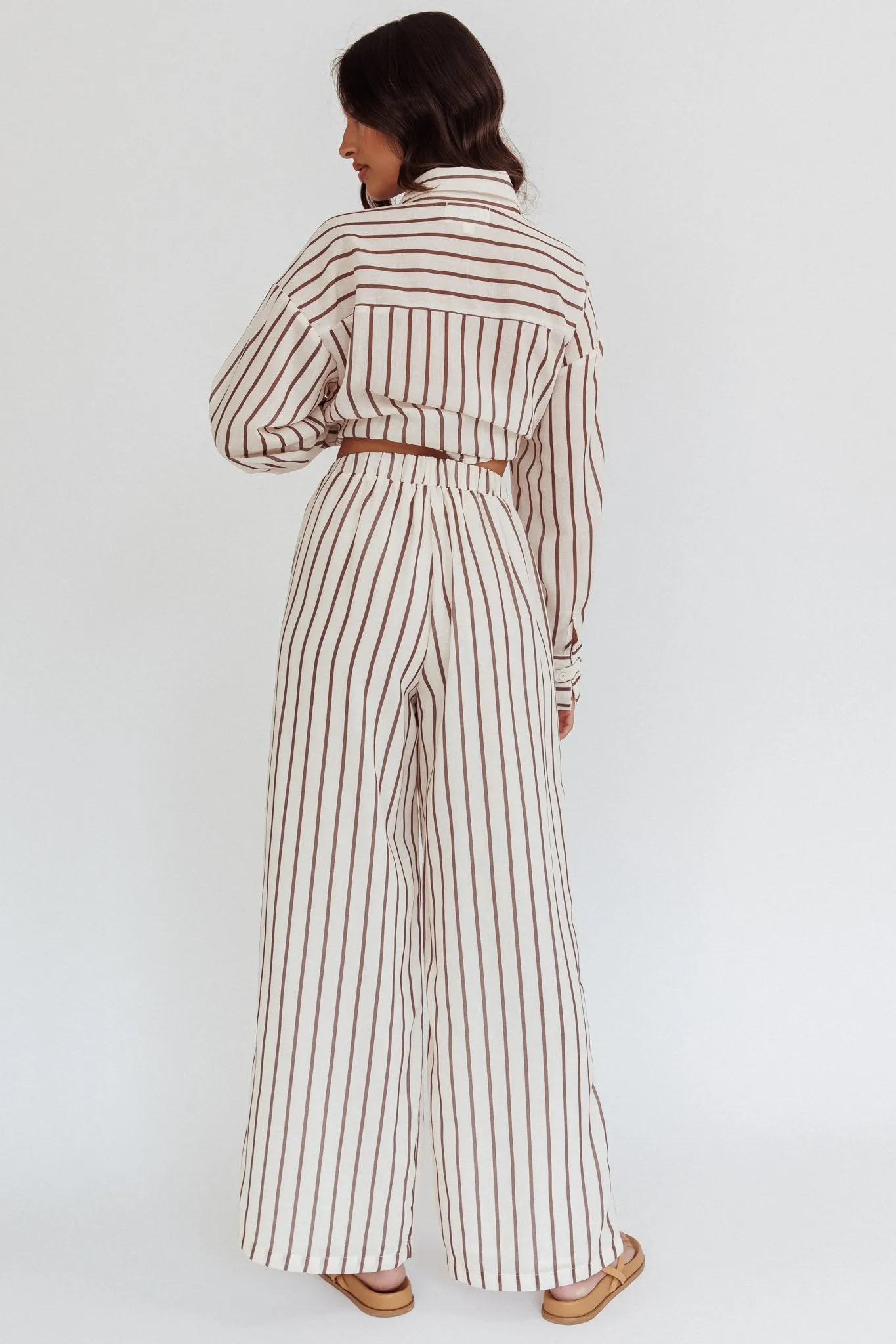 Alex Elastic Waist Pants Stripe Latte sold by Selfie Leslie product image thumbnail 2