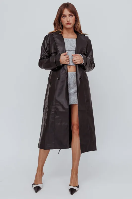 Zen Faux Leather Trench Coat Black sold by Selfie Leslie