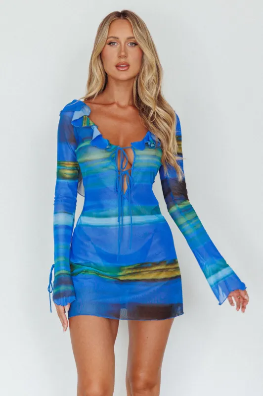 Bohemia Tied Bust Long Sleeve Dress Blue sold by Selfie Leslie