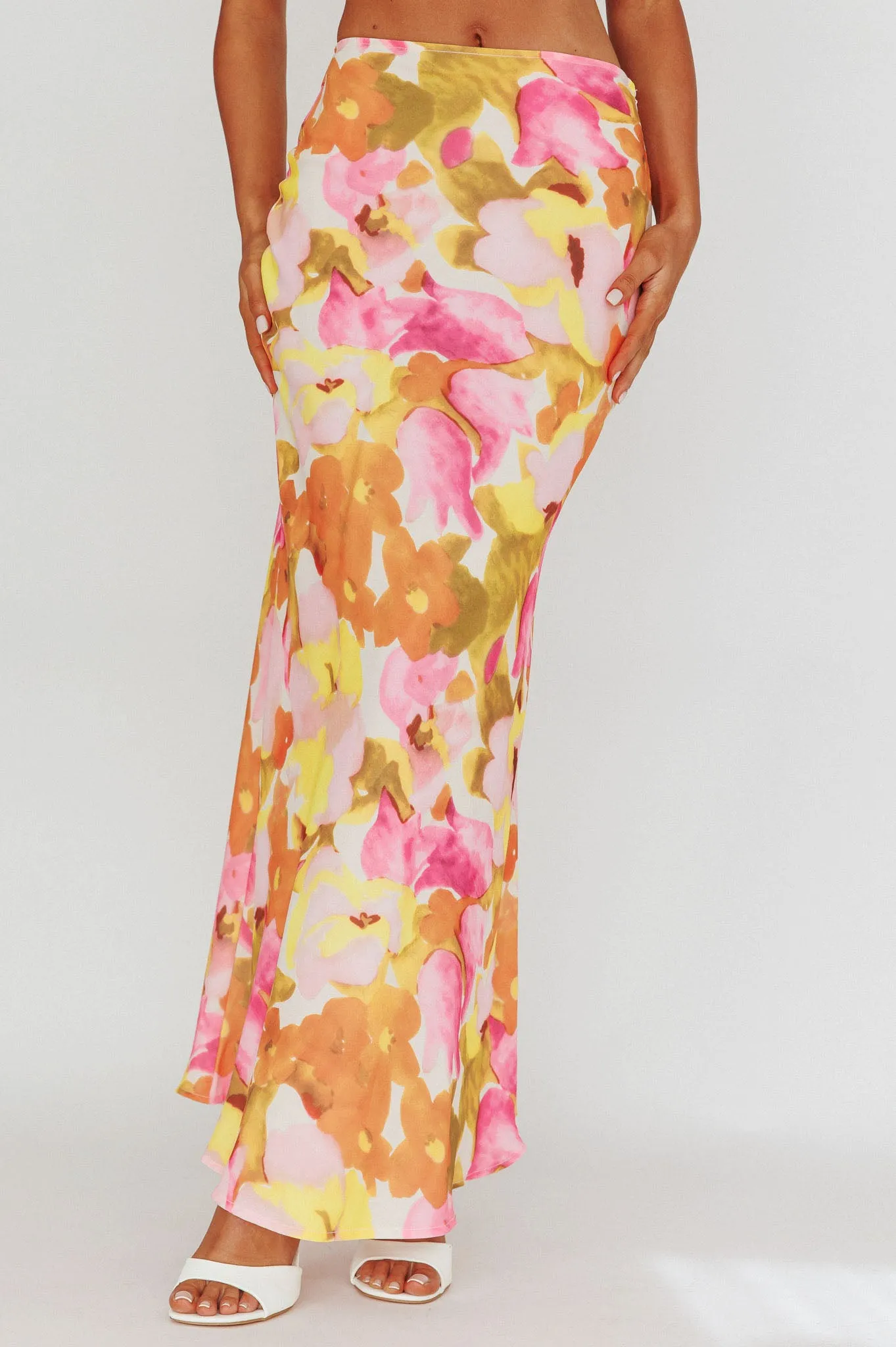 Vacation Midi Skirt Floral Pink/Yellow sold by Selfie Leslie product image thumbnail 4