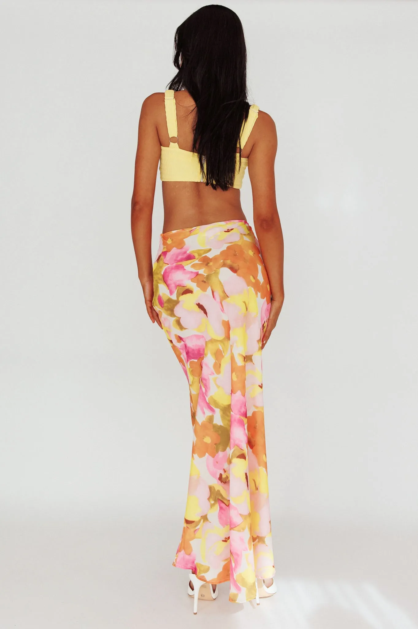 Vacation Midi Skirt Floral Pink/Yellow sold by Selfie Leslie product image thumbnail 2