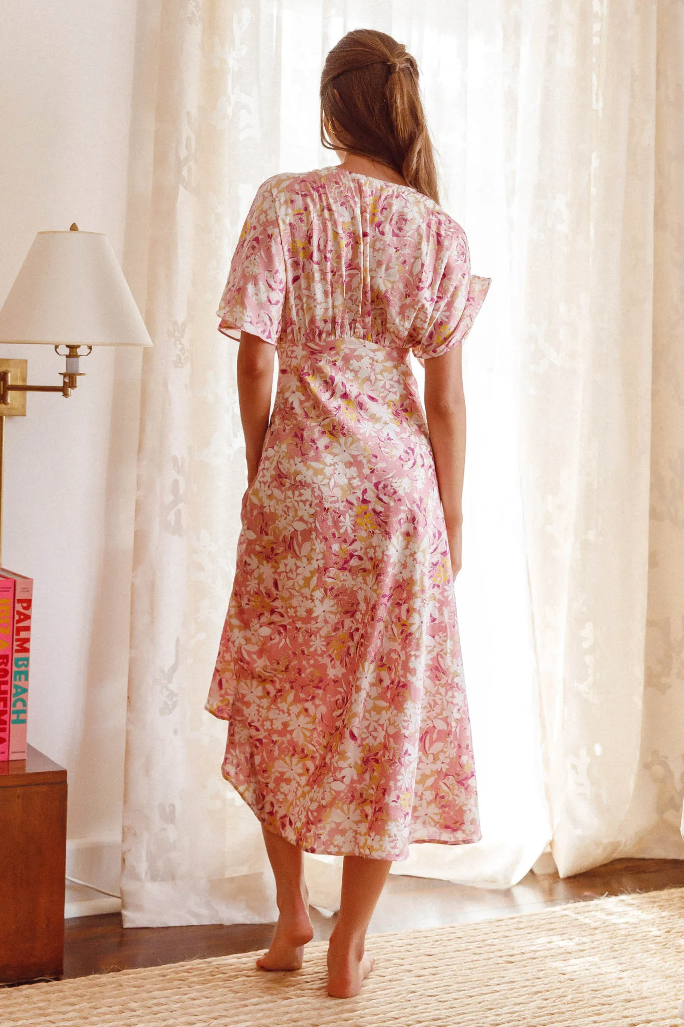 Graceful Batwing Sleeve Midi Dress Floral Pink sold by Selfie Leslie product image thumbnail 2