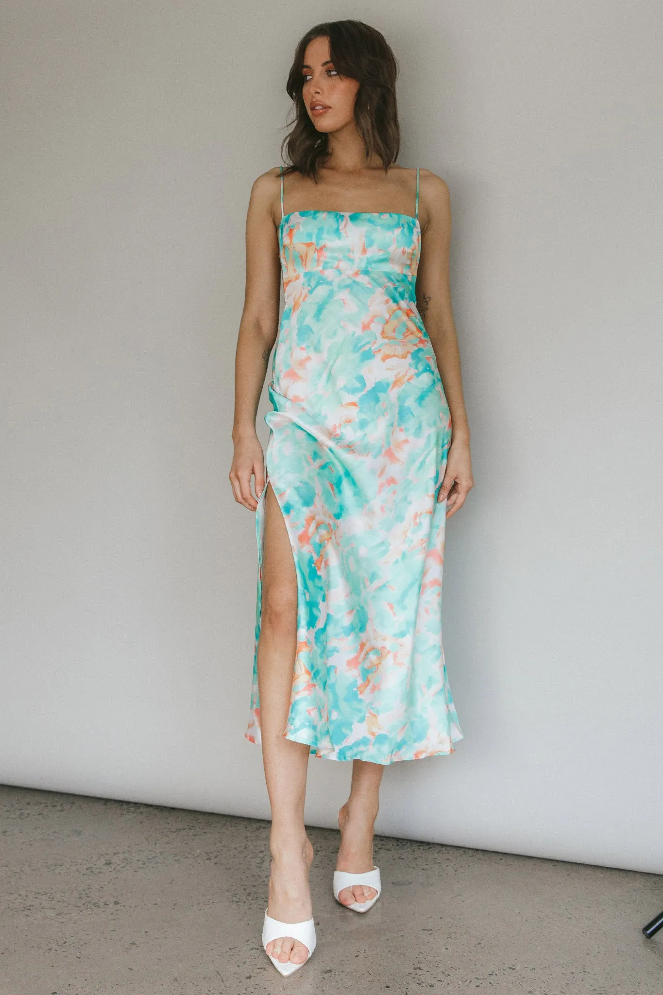 Dolce Life Low Back Midi Dress Floral Green sold by Selfie Leslie product image thumbnail 5