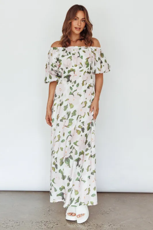 Momentum Off Shoulder Maxi Dress Floral Pink sold by Selfie Leslie