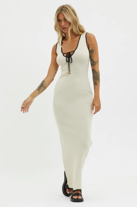 Karyssa Tied Bust Knit Maxi Dress Sand sold by Selfie Leslie