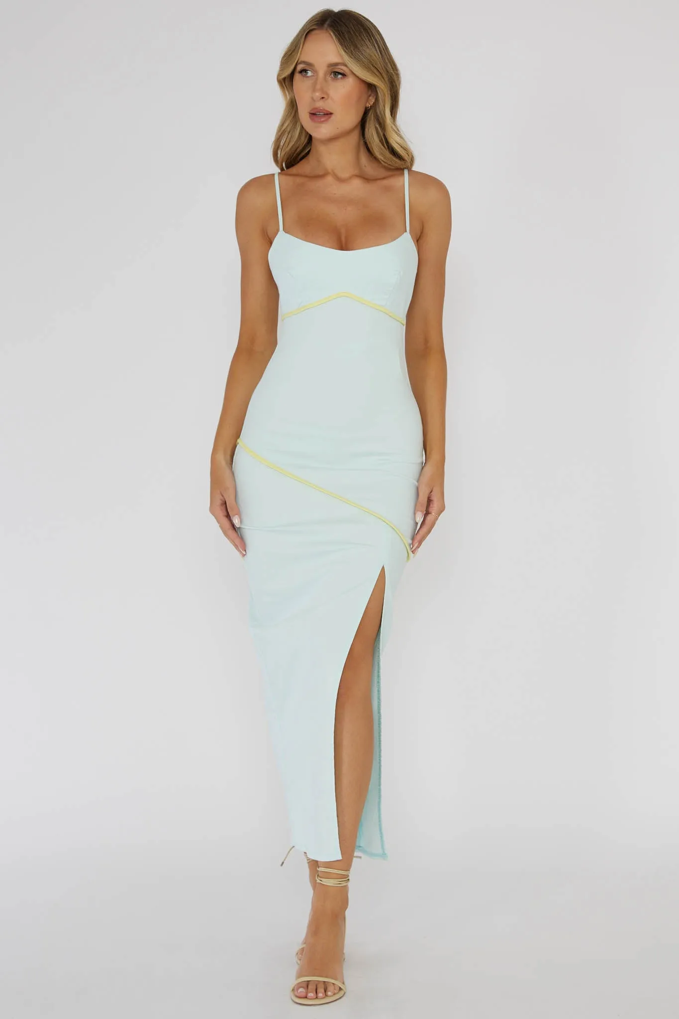 Blair Piping Trim Midi Dress Light Blue sold by Selfie Leslie product image thumbnail 3