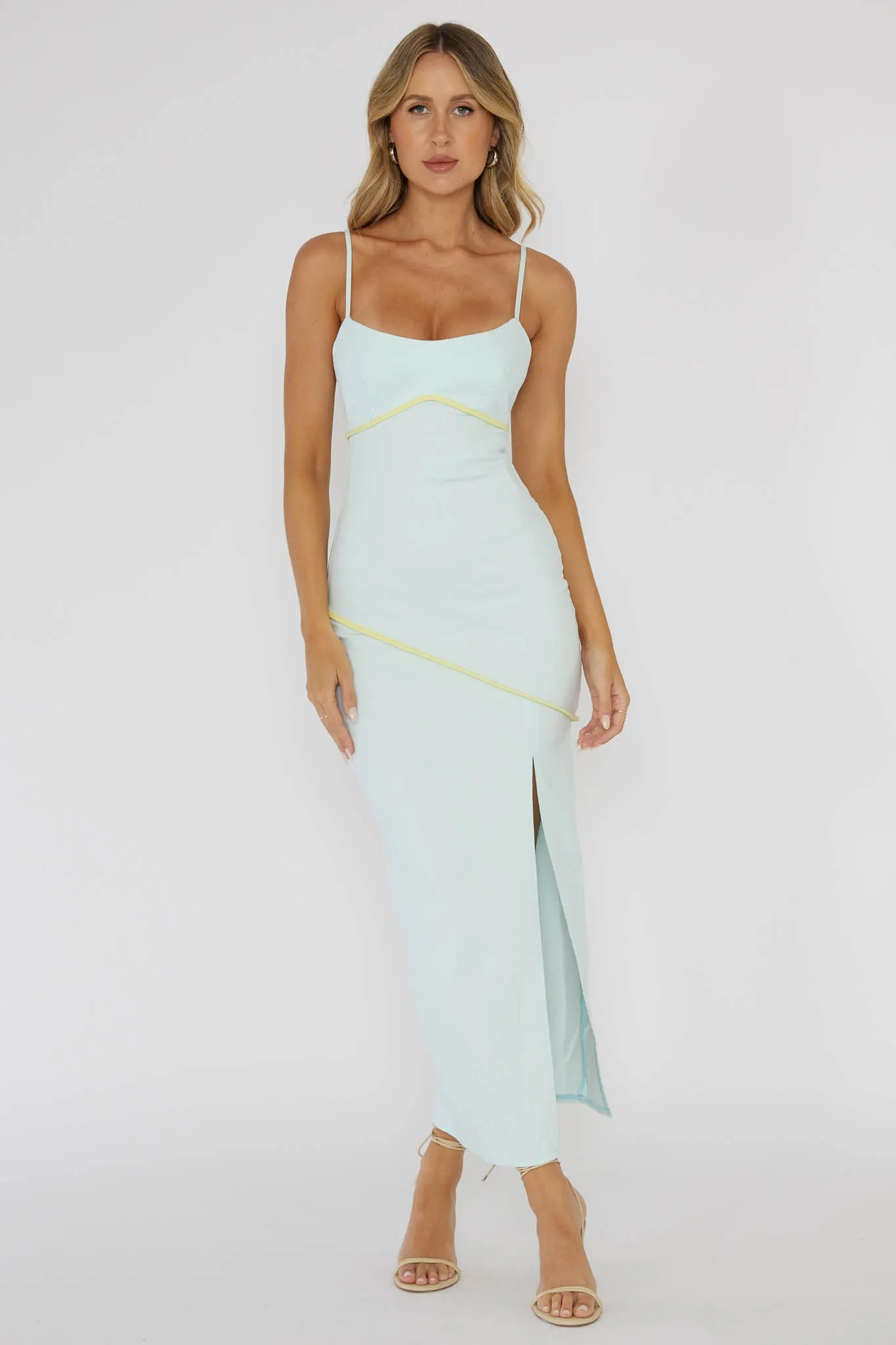 Blair Piping Trim Midi Dress Light Blue sold by Selfie Leslie product image thumbnail 5
