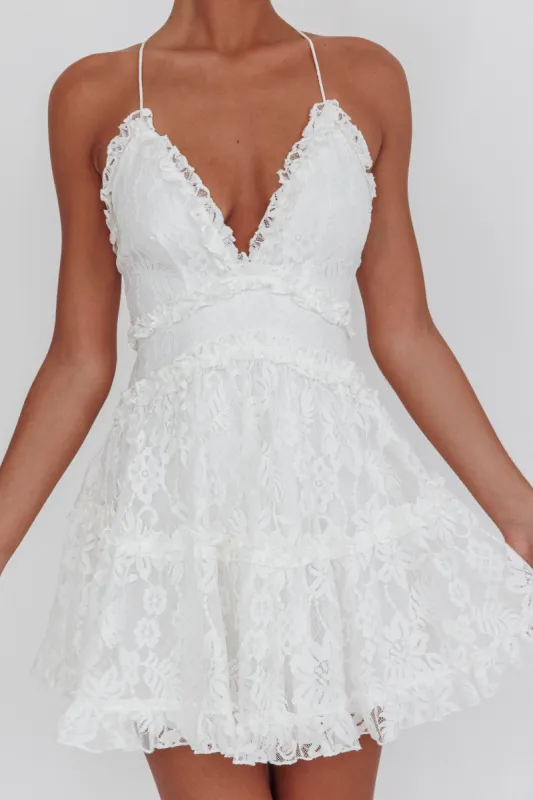 laney low back cami strap dress lace white Laney Low Back Cami Strap Midi Dress White