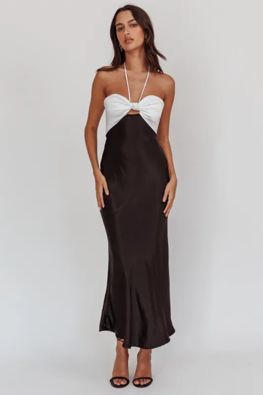 Hassie Knot Bust Halter Midi Dress Black sold by Selfie Leslie