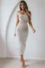 Paradiso Strapless Cut-Out Waist Midi Dress Sand sold by Selfie Leslie