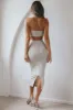 Paradiso Strapless Cut-Out Waist Midi Dress Sand sold by Selfie Leslie