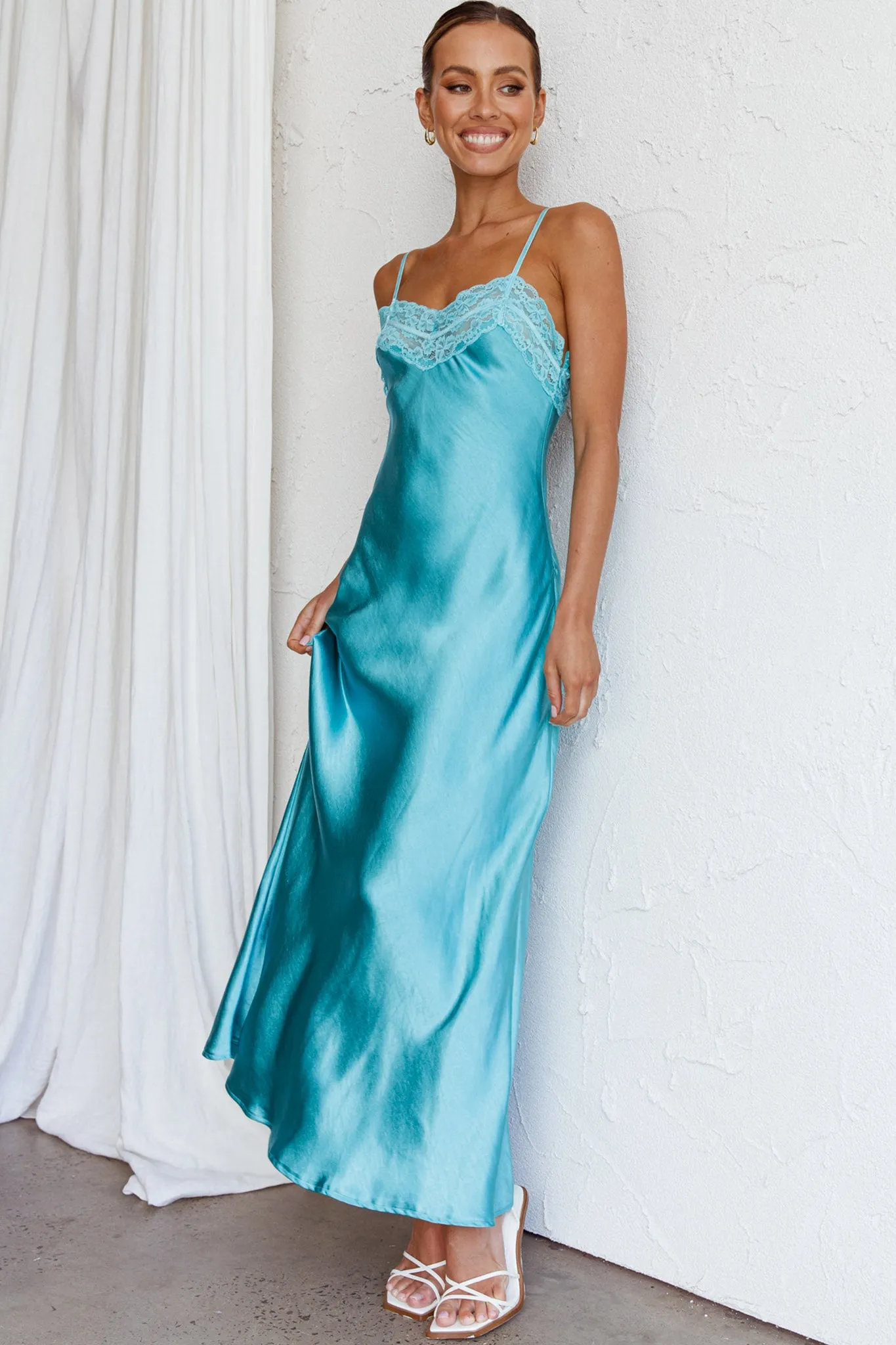 East Coast Lace Bust Midi Dress Aqua Blue sold by Selfie Leslie product image thumbnail 5