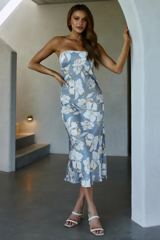 Ladies' Night Cowl Back Midi Dress Floral Blue sold by Selfie Leslie